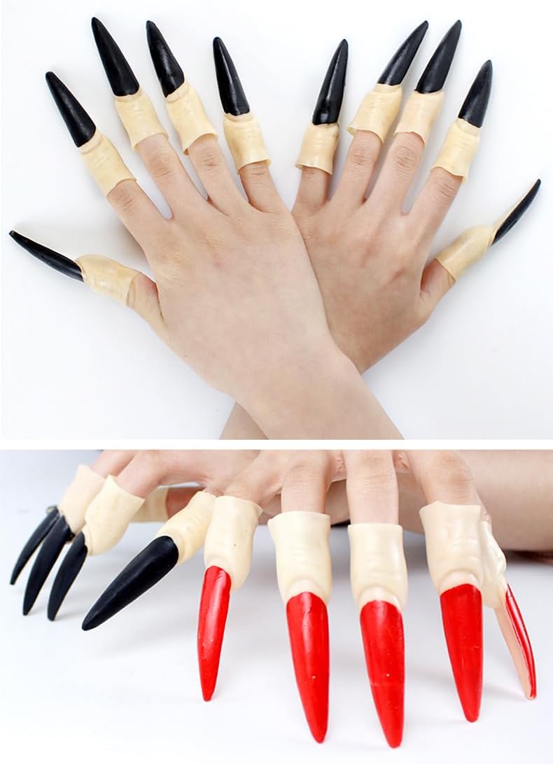 NewL Nail Claws False Nail Arrow Claw Rings Cosplay Nail Finger Tips Party 2026 Halloween Prop Talon Claw Paw Finger Fingertip Arrow Claw Rings Finger Claw Witch Claws Armor Finger 20PCS