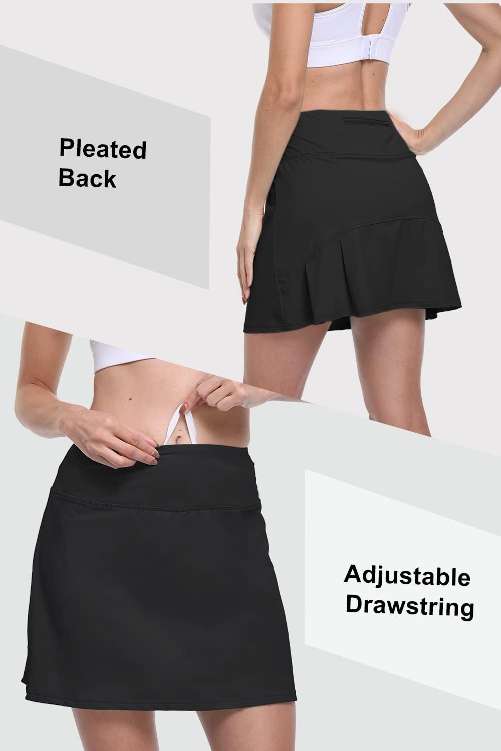 CHICHO Pleated Tennis Skirt for Womens with Pockets Girls 15" High Waist Athletic Skort Skirts for Golf Workout - Image 3