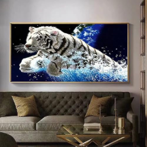 Toile tigre decoration salon moderne pour habiller grand mur vide 55x110