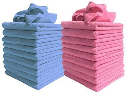 Microfibre Cloths - Pack of 20 Cloths - Large 40cm x 40cm - 10 Blue & 10 Pink - Great for Cleaning Cars, Boats, Kitchens, bathrooms, mirrors etc. Contract Quality Trusted by cleaning professionals- Discounted Cleaning Supplies Everyday Requirement Range