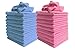 Produktbild Mikrofasertücher - 20 Tücher - 40cm x 40cm Groß - 10 Blau & 10 Rosa - Ideal Zum Waschen Von Autos, Booten, Küchen, Badezimmer, Spiegeln Etc. Gewerbe-Qualität Von Profi-Reinigern Anerkannt - Reinigungszubehör Zum Sonderpreis Alltags-Bedarf