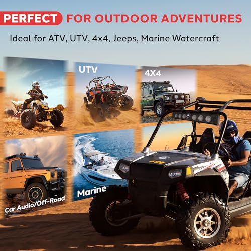 Image of Pyle 36 inch Marine Sound Bar Speaker System for ATV /UTV with Bluetooth, 270W Peak Power, Built-in Amplifier, 6x4 Woofers, 2x1 Treble, Remote Control, USB /AUX Input, Handlebar Mount, IPX5 Waterproof
