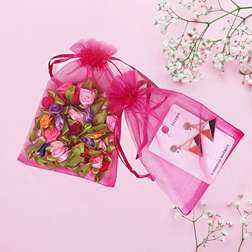 Image of Dealglad 50pcs Drawstring Organza Jewelry Candy Pouch Christmas Wedding Party Favor Gift Bags (3.5x4.5 inch, Rose)