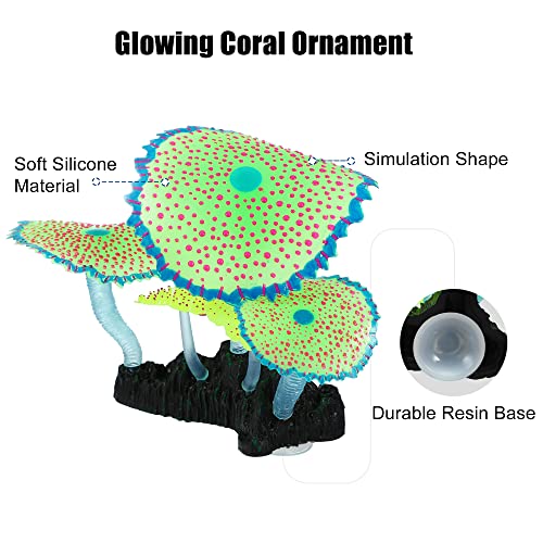 VOCOSTE Silicone Glowing Aquarium Simulation Coral 11cm Height, Green - Image 3