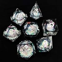 DND Würfel Set, 7-teilig Polyedrische Handgefertigt Harz Scharfe Kante Spielwürfel DND Würfel D&D Würfel für Dungeons and Dragons Pathfinder RPG MTG Pathfinder D4 D6 D8 D10 D% D12 D20