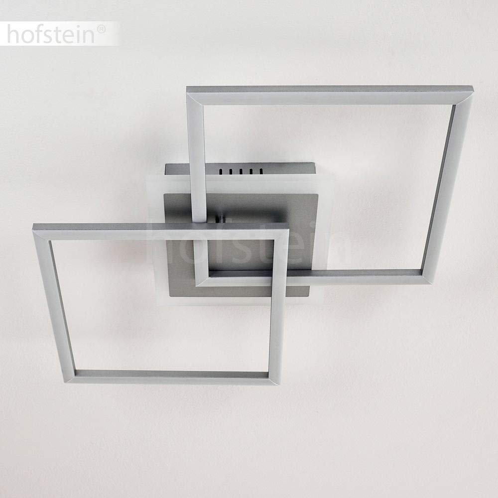 HOFSTEIN LED Deckenleuchte Lithgow, dimmbare Deckenlampe aus Metall in Silberfarben, moderne Leuchte dimmbar über Lichtschalter, 25 Watt, max. 2600 Lumen, 3000 Kelvin, Wohnzimmer, Küche, Esszimmer