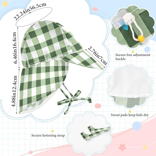 Green White Checkered Plaid Toddlers Sunhat Boys Beach Girl UPF 50+ Protection Wide Brim Beach Essentials4