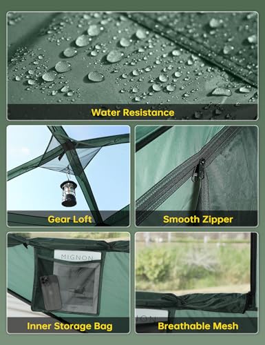 Image of Raynesys Ultra Instant Cabin Tent, Water-Resistant Windproof Hub Tents, Setup in 60 Seconds, 4 Person Pop up Tents for Camping, Large Camping Tent with Removable Floor, Green