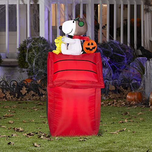 Gemmy 22933 Airblown Inflatable Snoopy As Red Barron And Woodstock On Doghouse With Pumpkin - Indoor Outdoor Holiday Yard Decoration thumb #1