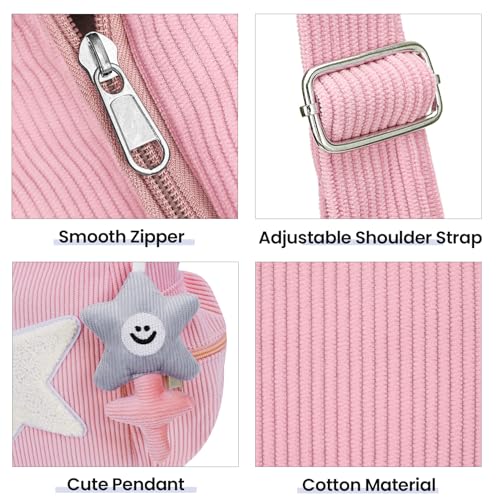 Image of Cute Tote Bag for Women, Aesthetic Canvas Crossbody Bag Y2k Star Hobo Shoulder Purse Kawaii Zipper Messenger Bag | Cute