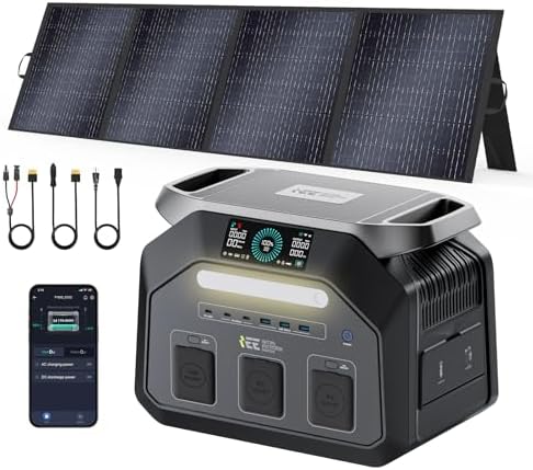 IEE 1800W Portable Power Station P1800 with 1 Panel 200W, Solar G...