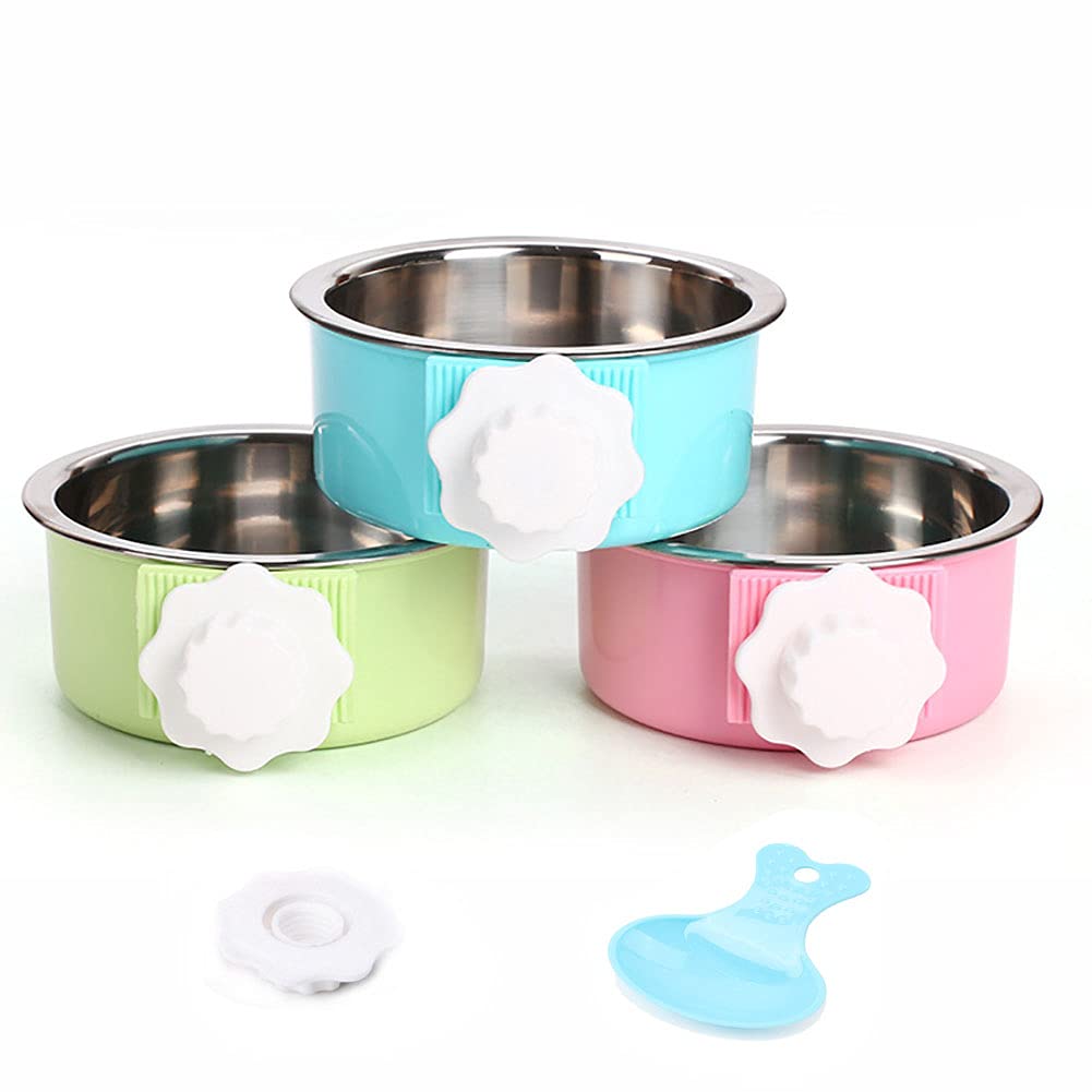 Luck Dawn Crate Dog Bowl, Stainless Steel Removable Hanging Food Water Bowl Crate Coop Cup,Pet Cage Bowls with Bolt Holder for Dog, Puppy, Cat, Rabbit