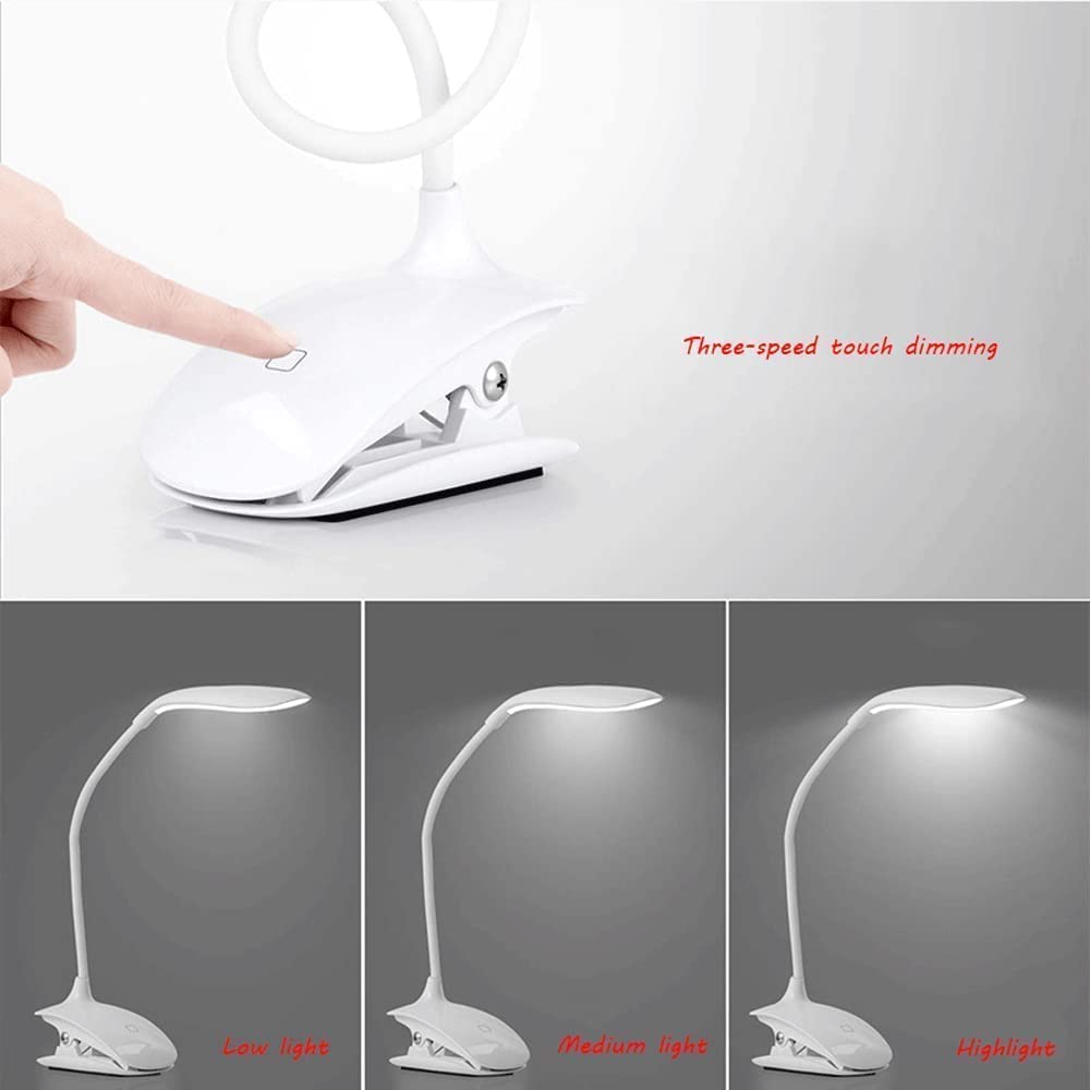 Home Office Luce LED ricaricabile pieghevole a clip lettura tavolo ° tubo regolabile per letto Light lampada lampade da scrivania