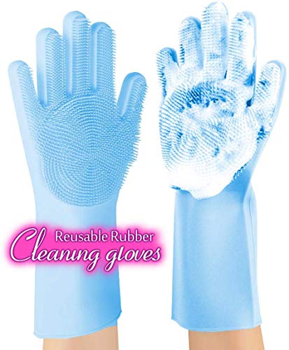 ANZOEE Reusable Silicone Dishwashing Gloves, Pair of Rubber Scrubbing Gloves for Dishes, Wash