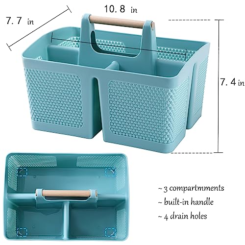 Image of rejomiik Plastic Shower Caddy, Portable Shower Basket with Handle, Blue