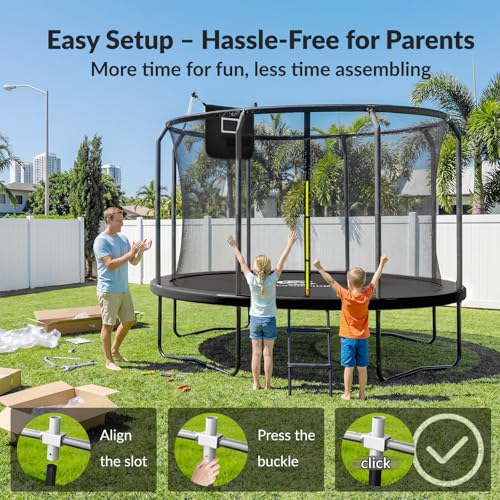 image for ACWARM HOME Trampoline Outdoor 14FT Trampoline with Basketball Hoop an