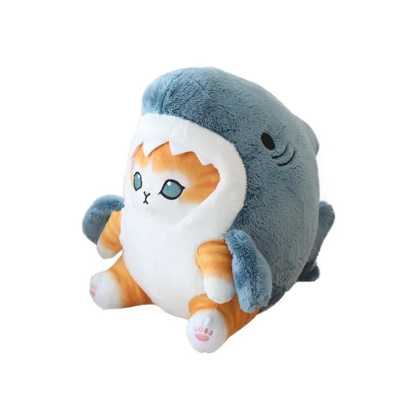 Image of ADORA Stuffed Toy Shark Cat Soft Plush Toy, 50cm, Grey and Orange Stuffed Animal Plush Toy