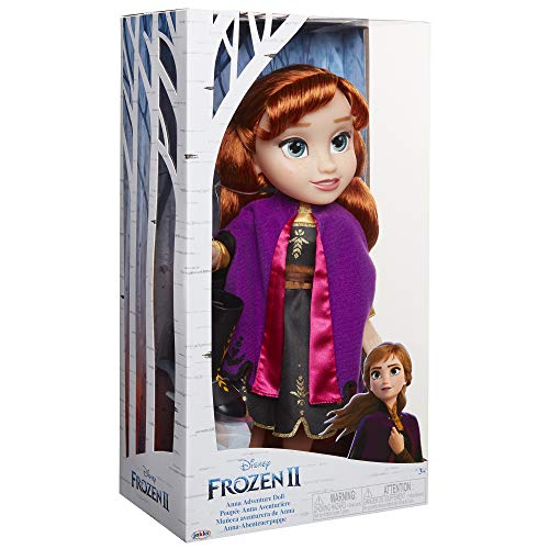 Disney Frozen 2 - Muñeca Anna de Viaje 38 cm con Capa de Viaje Violeta, Botas y un Precioso Peinado - Muñeca con Preciosos Detalles para Niñas con 3 Años +