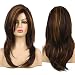 Kaneles Sexy Women Long Layered Straight Synthetic Highlight Mix Brown Blonde Cosplay Hair Full Wig