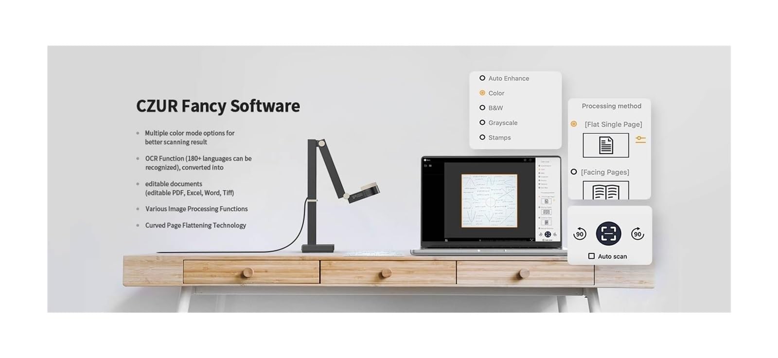 Szybka kamera dokumentowa, Kamera dokumentacyjna USB 4K i kamera internetowa 12 MP ze światłem LED i mikrofonem, do 60 kl./s, automatyczna, do zdalnego nauczania, na żywo