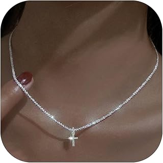 Silver Choker Necklace for Women Trendy Layered Necklace for Women Silver Chain Necklace Sparkling Party Prom Necklace Pro...