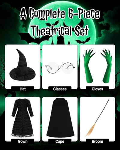 Disfraz de bruja negro para niñas Halloween miniatura 2