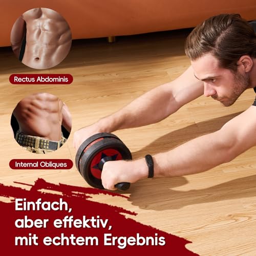 EnterSports Bauchroller, Bauchmuskeltrainer, Bauchmuskelroller mit Zwei Kniematte, Bauchrad Für Bauchmuskeltraining… – Ansicht 3
