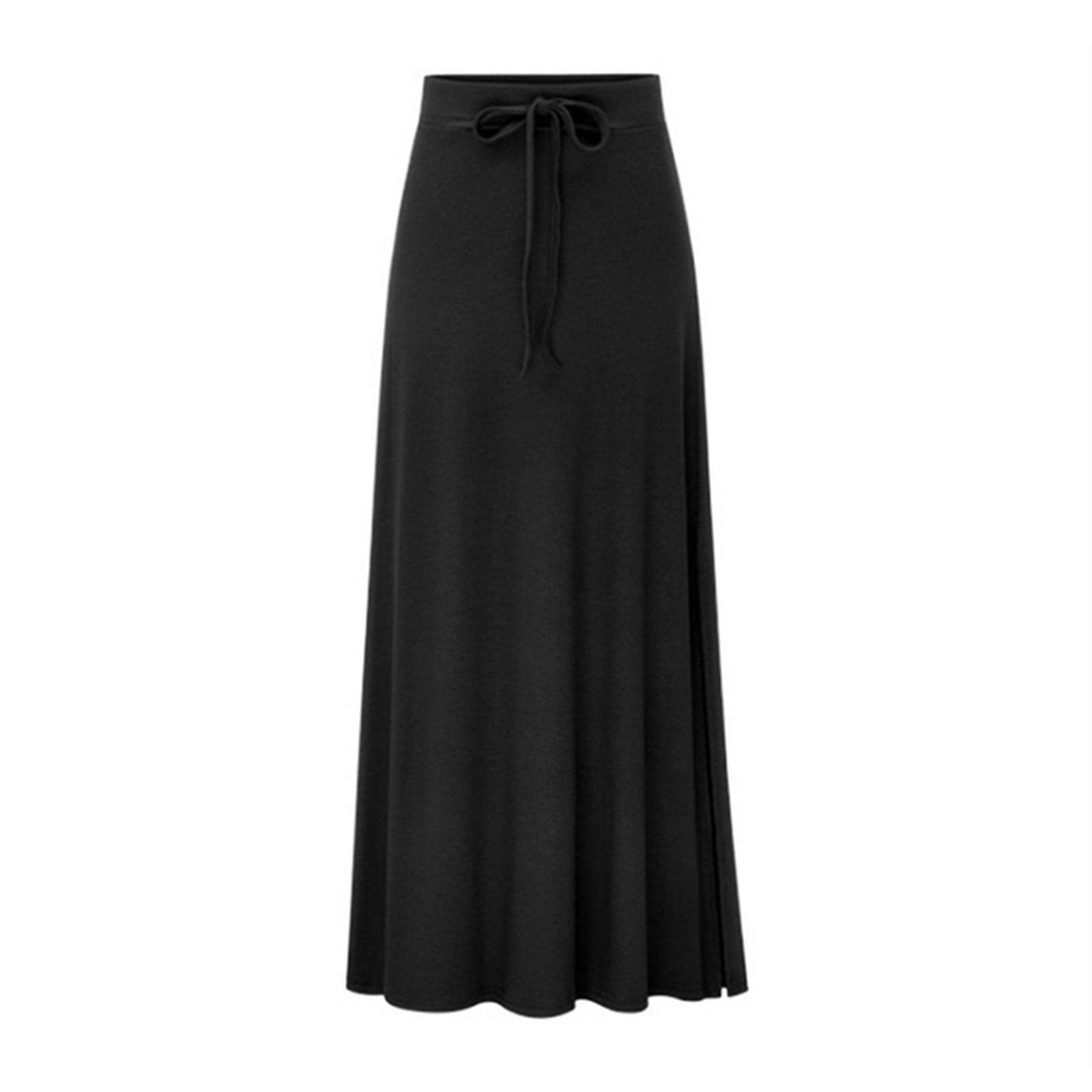 Falda larga para mujer, cintura elástica, talla grande, falda acampanada, falda de cadera, delgada, larga, suelta, falda dividida, faldas de punto de gran tamaño
