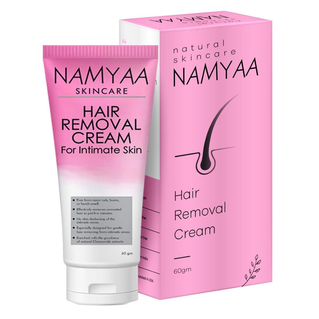 Nam'yaa Hair Removal Cream for Intimate Skin women 60gm with After Wax Soothing Serum with Vitamin C 30gm, Pink