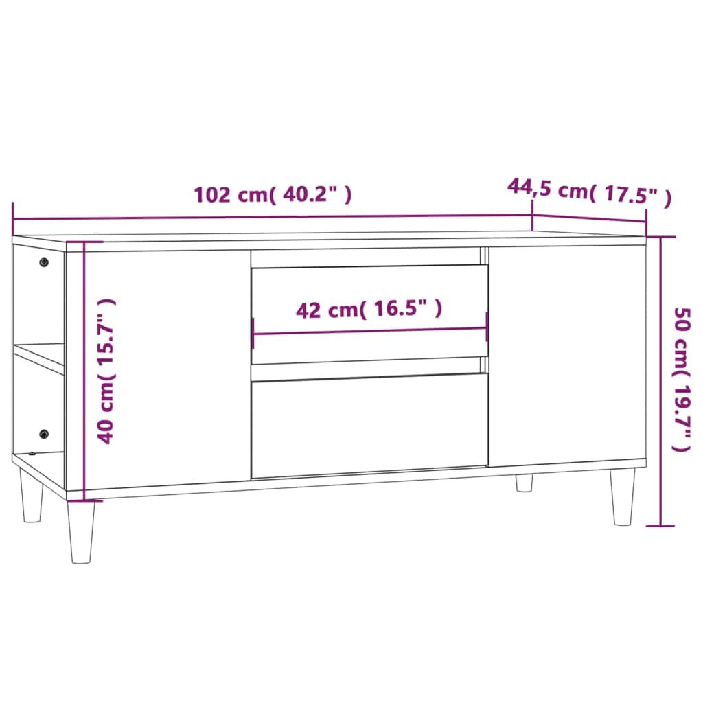 Tv-meubel 160x30x50 cm bewerkt hout gerookt