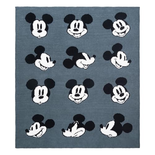 Image of Jay Franco Disney Mickey Mouse Faces Feather Knit Fluffy Throw Blanket - Fuzzy Blanket Measures 50 x 60 Inch | Super Soft Lightweight Bedding