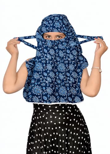 Image of Women and Girls Printed Scarf Cum Face Cover Mask Head Neck Face Safety Sun Protection Scarf Mask Head Bandana Wrap Pure Cotton Printed Stole