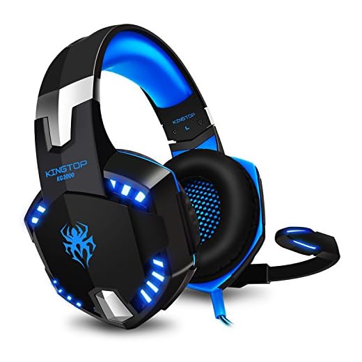KINGTOP Auriculares Gaming PS4 con Microfono KG2000 Versión Actualizada Cascos Estéreo 3.5mm Jack, Luz LED, Volumen Control, Compatible con PS4 Nuevo Xbox One Nintendo Switch PC Ordenador y Móvil