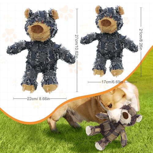 Generisch Unzerstörbares Hundespielzeug, 2026 Neu Hunde Robust Bear, 28CM Indestructible Robust Bear Süßes quietschendes Hundespielzeug Plüsch Kauspielzeug Für Kleine/Mittelgroße Hunde (Grau, S)