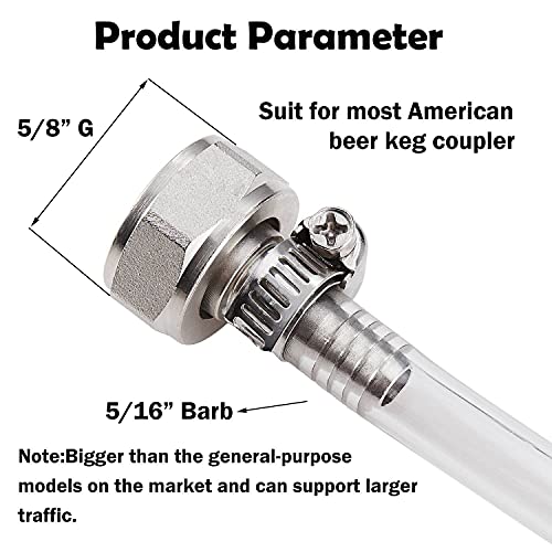 Beer Line with Connectors for Kegerator Kit - 5 ft Clear Vinyl Tubing Hose