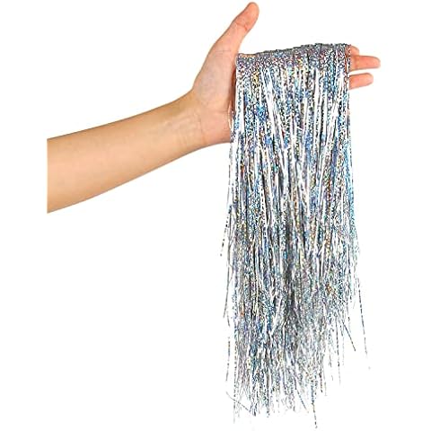 VEYLIN 2000 Strands Silver Tinsel Garland Cover