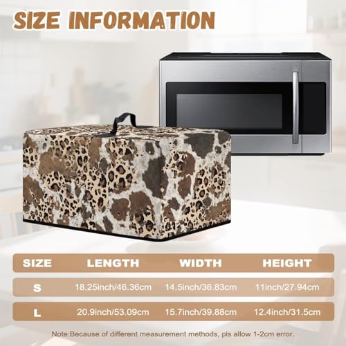 Image of Microwave Oven Cover Dust-Proof Small Kitchen Appliance Protector Air Fryer Toaster Oven Cover Kitchen Baking Accessories, L, 20.9 x 15.7 x 12.4 Inches, Leopard Cow Print Brown Beige