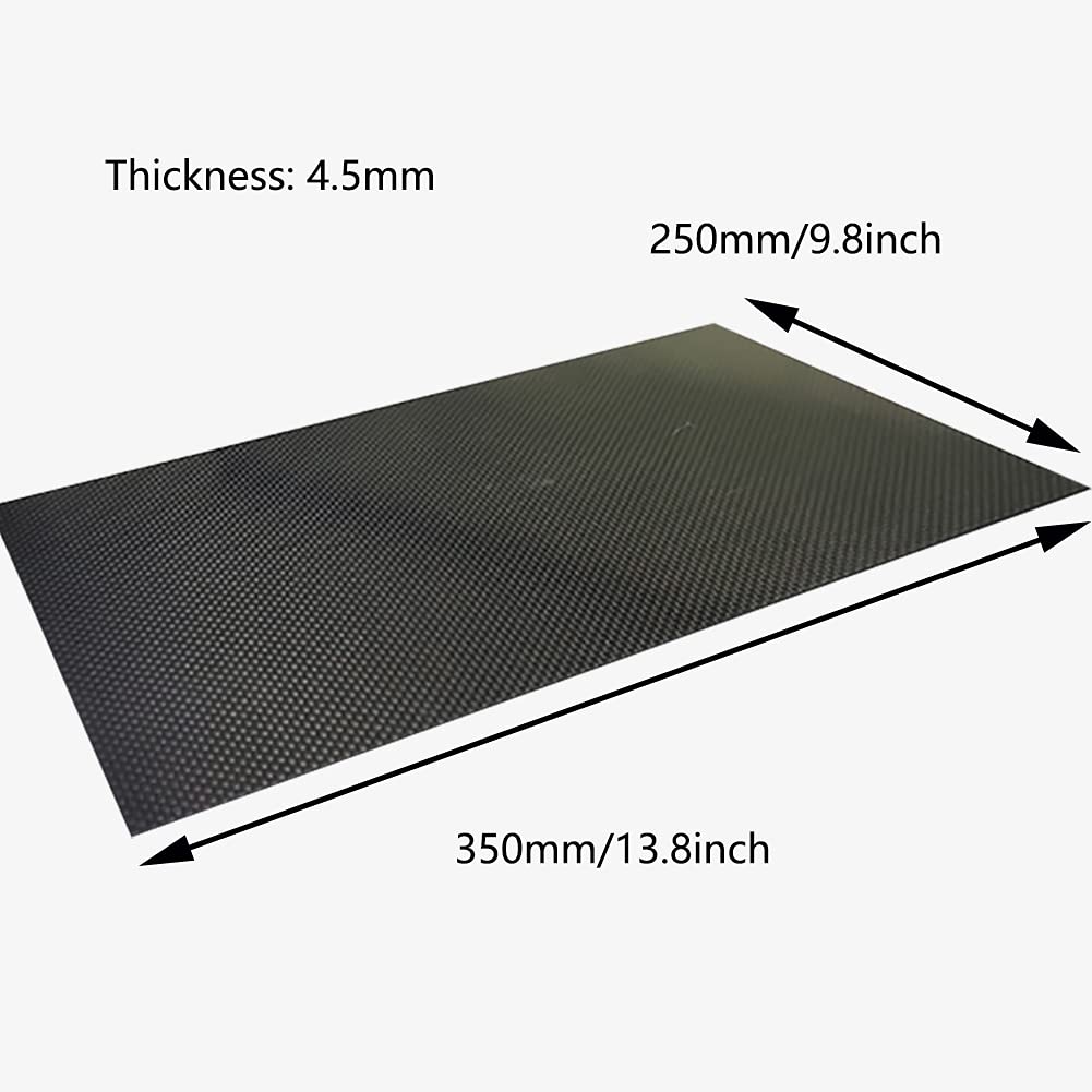 3K Kohlefaser Platte Karbon Carbonfaserplatten Laminatplatte Schwarz Hoher Härte Leinwandbindung glänzend für Drohnenrahmen Dicke:4.5mm,250mm*350mm