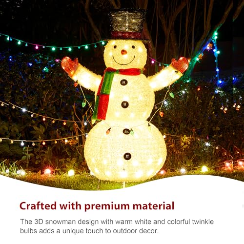 Glitzhome 47.25 Inch H Lighted Christmas Snowman, 3D Foldable Fabric Outdoor Decor With Colorful Bulbs Holiday Lawn Ornament Yard Decoration Outdoor And Indoor Use Long-Lasting thumb #6