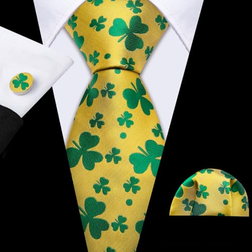 Image of Barry.Wang Fun Animal Ties for Men Designer Handkerchief Cufflink WOVEN Casual Necktie Set Festival