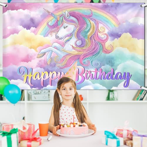 Fondo Unicornio para Fiesta de Cumpleaños 180x110 cm miniatura 4