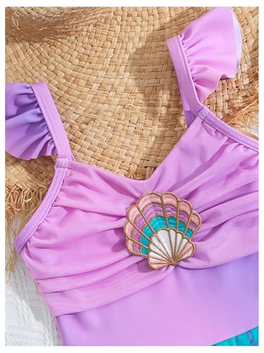 WDIRARA Toddler Girl's One Piece Swimsuit Ruffle Ruched Sleeveless Bathing Suit with Mesh Skirt3