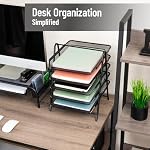 Mind Reader 5-Tier Paper Tray Organizer, Vertical Desktop File Storage Rack, Office, Metal Mesh, Black - Image 2