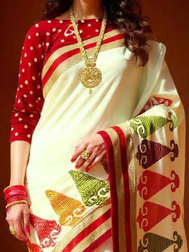 Image of AKHILAM Women's Kanjivaram Pure Soft Silk Saree With Unstitched Blouse Piece