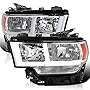 Spec-D Tuning Chrome Housing Clear Lens LED Tube Headlights Compatible with 2019-2022 Dodge Ram 2500/3500, Left + Right Pair Headlamp Assembly