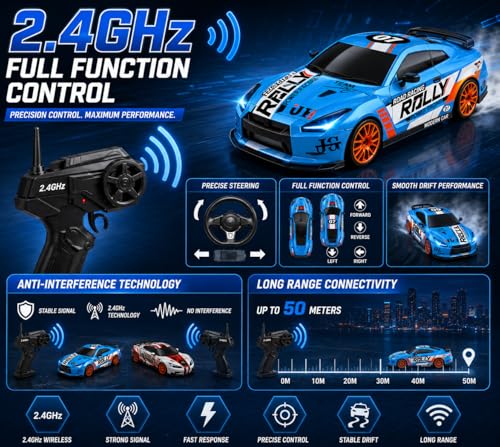 Image of Remote Control Sports Car & Off-Road SUV Toy for Kids, High Speed RC Racing with Wireless Remote, Realistic Lights & Premium Design Gift for Boys Girls (Rolly-Drift CAR)