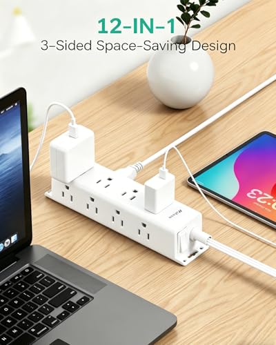 Surge Protector Power Strip, 12 Wide Spaced Multi Outlets, Wall Mount - image 2