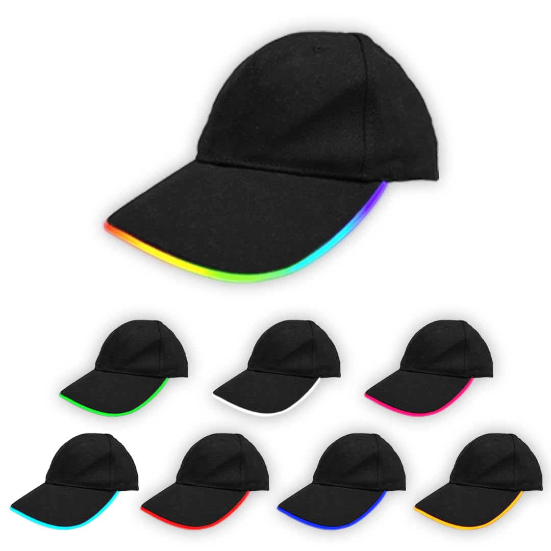 Color Changing LED Baseball Cap - 7 Color Black LED Baseball Hat - Light Up Baseball Cap - Trippy Rave Hat for Men, Women
