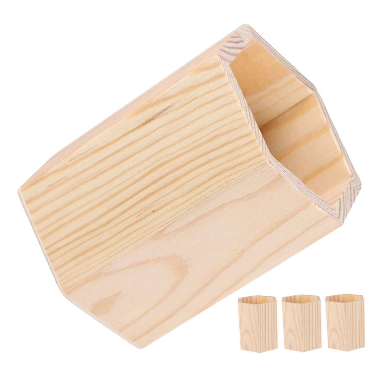 Ciieeo 4 Set Barile Di Stoccaggio in Legno Tazza Portapenne Porta Penna Portapenne Vuoto Portabicchieri Per Penne Portapenne Da Ufficio Tazza Della Matita Di Legno Khaki 4 Pezzi * 4