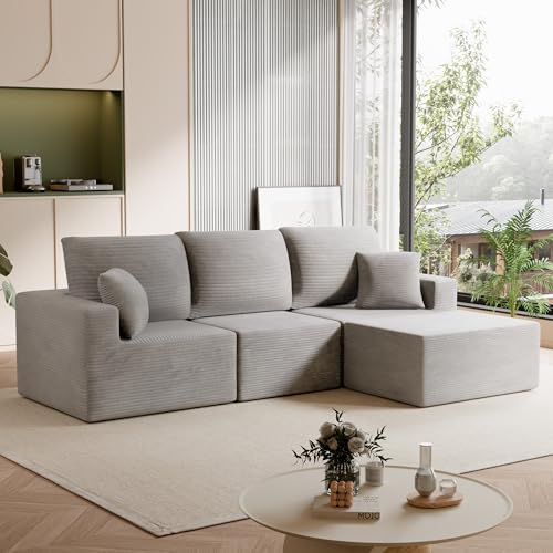 Homall 98.4" Sectional Couches for Living Room, Modern Fabric Boneless